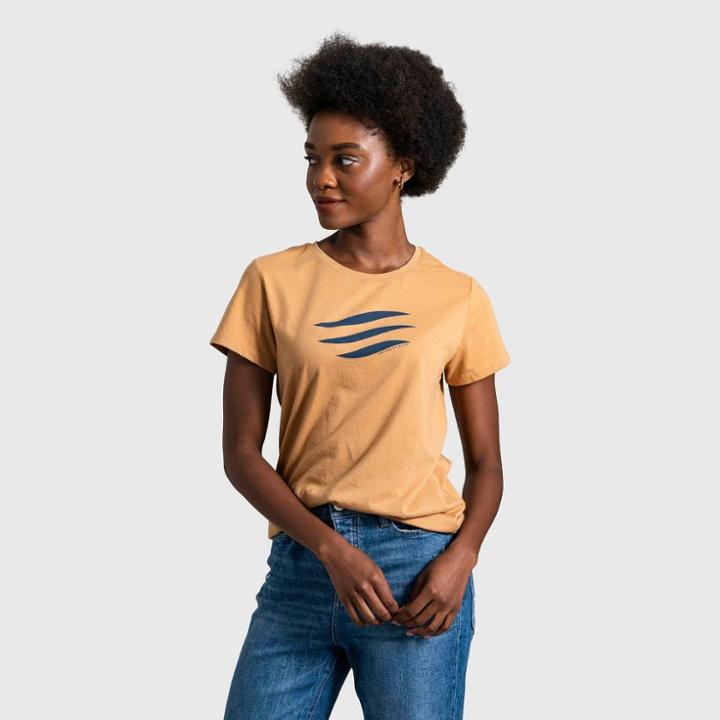 United By Blue Women's Organic Logo Waves Graphic T-shirt - Chai