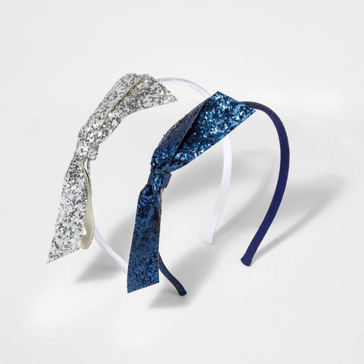 Girls' 2pk Glitter Bow Headbands- Cat & Jack,