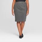 Women's Plus Size Ponte Midi Pencil Skirt - Ava & Viv Heather Gray 3x, Heather Grey