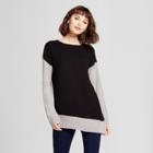 Women's Asymmetrical Colorblocked Pullover With Side Slit - Alison Andrews Black