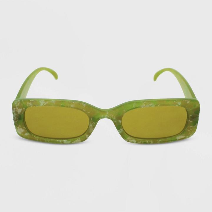 Women's Marble Print Rectangle Sunglasses - Wild Fable Green
