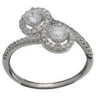 Target Women's Bypass Ring In Sterling Silver With Clear Cubic Zirconia In Sterling Silver - Clear/gray (size 8),