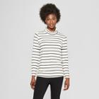 Women's Striped Long Sleeve Funnel Neck Tunic Sweatshirt - A New Day Cream/black Xl, Black Off-white