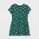 Toddler Girls' Ribbed Short Sleeve Dress - Art Class Dark Green