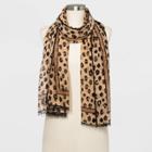 Women's Leopard Print Oblong Scarf - A New Day Brown One Size, Women's