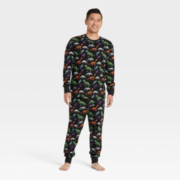 Men's Tall Halloween Dino Skeletons Family Pajama Set - Hyde & Eek! Boutique Black
