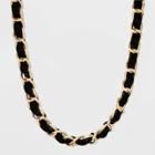 Chain With Woven Velvet Ribbon Statement Necklace - A New Day Black