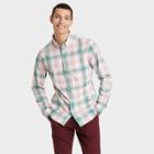 Men's Plaid Slim Fit Long Sleeve Button-down Shirt - Goodfellow & Co Pink/plaid