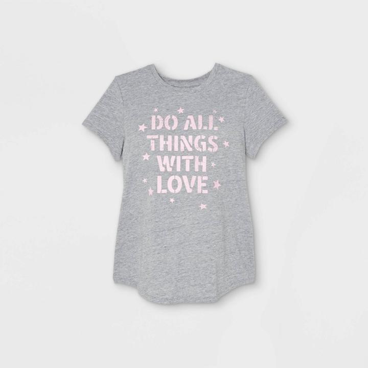 Maternity Short Sleeve Do All Things With Love Graphic T-shirt - Isabel Maternity By Ingrid & Isabel Gray