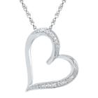 Target 1/20 Ct. T.w Round Diamond Prong Set Heart Pendant In Sterling Silver (ij-i2-i3) (18), Women's, White