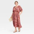 Women's Plus Size Puff Short Sleeve Midi Dress - Ava & Viv