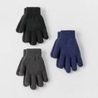 Boys' 3pk Gloves - Cat & Jack Black/gray/navy