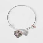 No Brand 14k Gold Dipped Heart And Crystal Bangle Bracelet