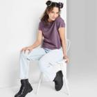 Women's Short Sleeve Shrunken Boxy T-shirt - Wild Fable Dark Purple