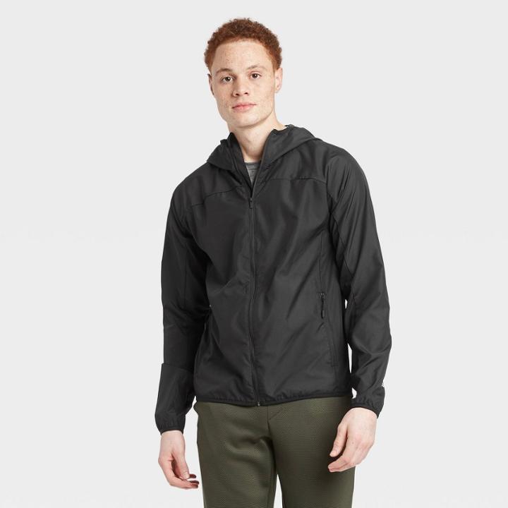 Men's Packable Windbreaker Jacket - All In Motion Black S, Men's,