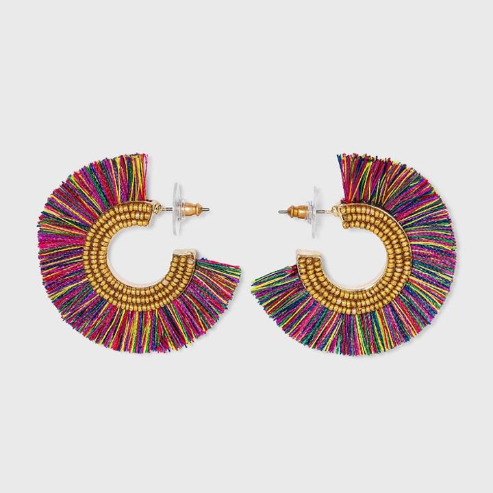 Sugarfix By Baublebar Three Quarter Fringe Hoop Earrings,