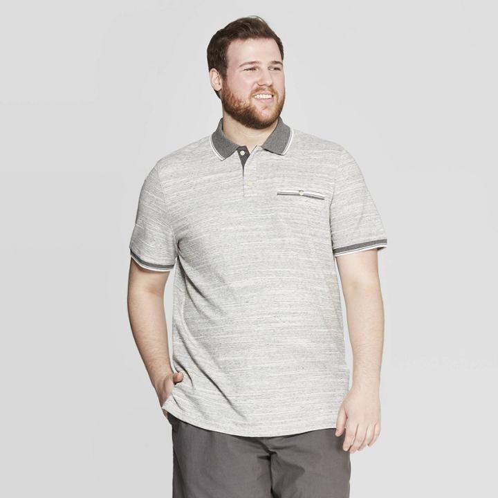 Men's Big & Tall Athletic Fit Retro Polo Shirt - Goodfellow & Co Gray