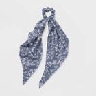 Chiffon Fabric Twister With Floral Print & Tails Hair Elastics - Universal Thread Blue, Women's