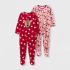 Baby Girls' Santa Fleece Footed Pajama - Just One You Made By Carter's Pink/red