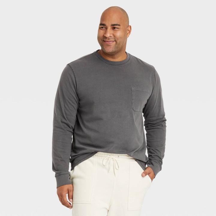 Men's Tall Standard Fit Long Sleeve Crewneck T-shirt - Goodfellow & Co Hematite