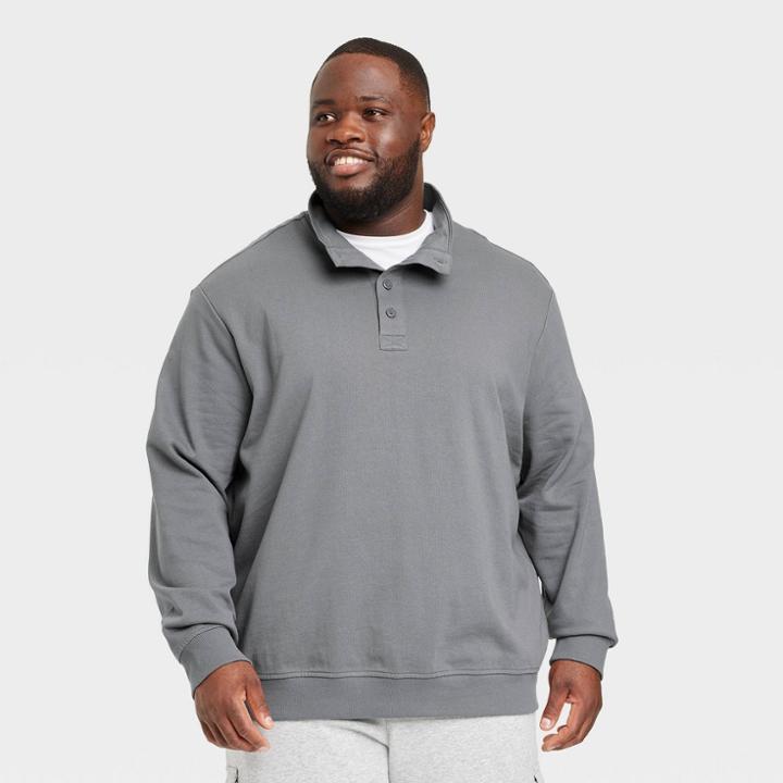 Men's Big & Tall Regular Fit High Neck Pullover Sweatshirt - Goodfellow & Co Gray