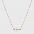 Target Sterling Silver Horizontal Cross Station Necklace - Gold, Girl's