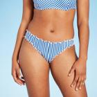 Women's Ruffle Cheeky Bikini Bottom - Shade & Shore Sapphire Blue & White
