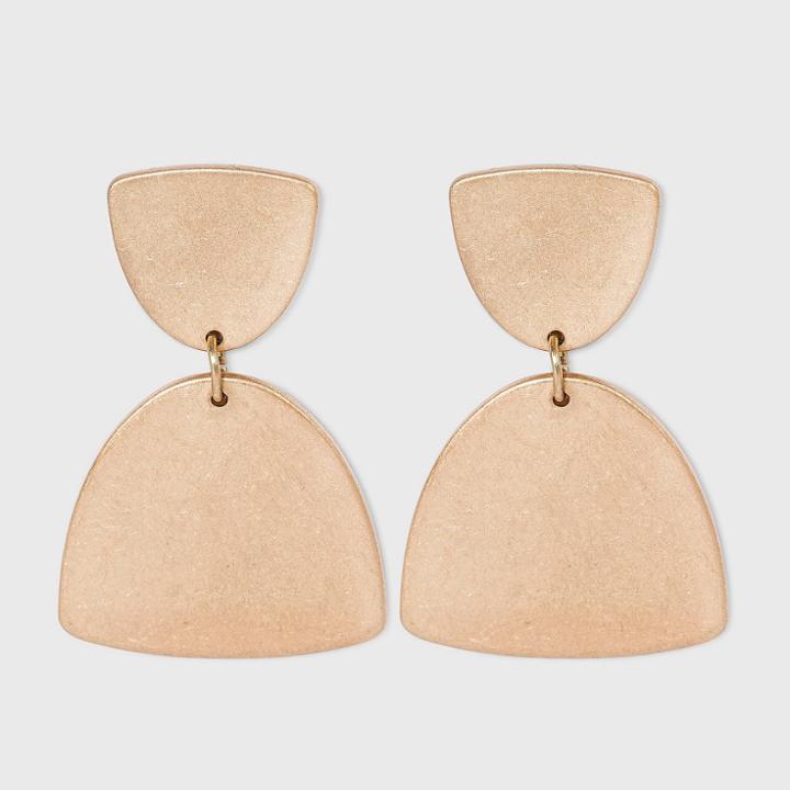 Triangular Charm Drop Earrings - Universal Thread Worn Gold