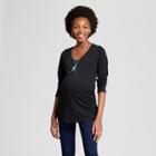 Maternity Long Sleeve Shirred T-shirt - Isabel Maternity By Ingrid & Isabel Black