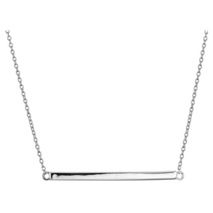 Prime Art & Jewel Sterling Silver Horizontal Bar Necklace With 18 Chain, Girl's