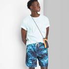 Men's 7 Elastic Waist 'tie-dye' Swim Trunks - Original Use Dark Blue