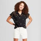Women's Any Day Textured Short Sleeve Shirt - A New Day Black