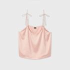 Women's Plus Size Tie Strap Satin Cami - Wild Fable Pink