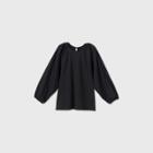 Women's Long Sleeve Mixed Poplin T-shirt - A New Day Black