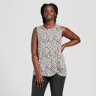 Women's Plus Size Leopard Print Knot Front Sleeveless Top - Xhilaration White/black