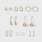 Semi Precious Rose Quartz & Lilac 8pk Earring Set - Universal Thread Silver,
