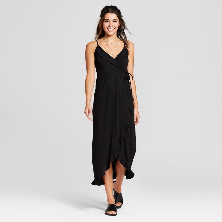 Women's Ruffle Wrap Maxi Dress - Almost Famous (juniors') Black