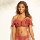 Women's Crochet Off The Shoulder Bikini Top - Xhilaration Clay Red D/dd