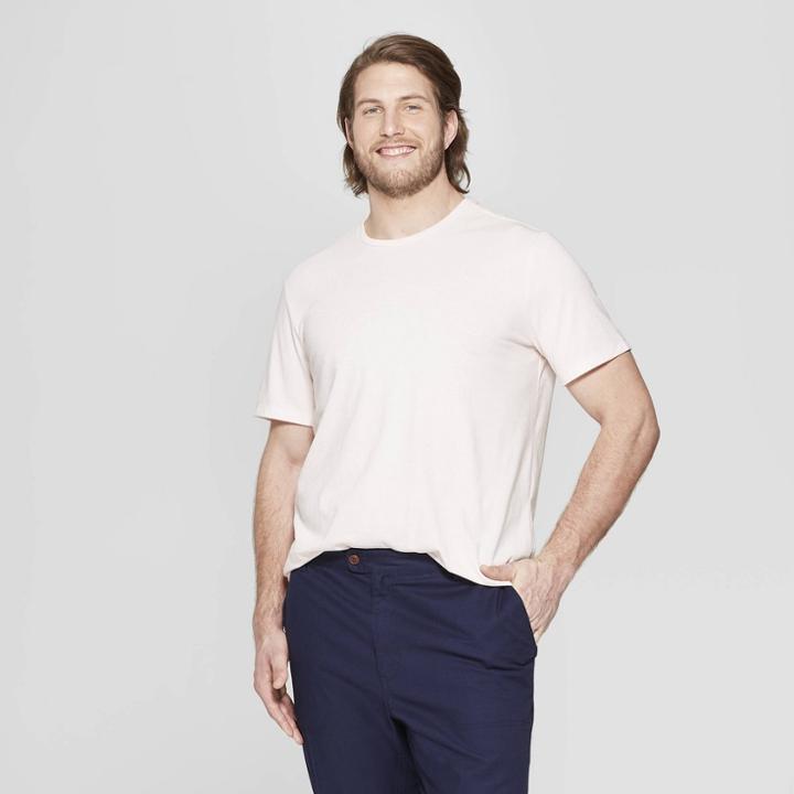 Men's Big & Tall Regular Fit Short Sleeve Lyndale Crew T-shirt - Goodfellow & Co Dusk Pink