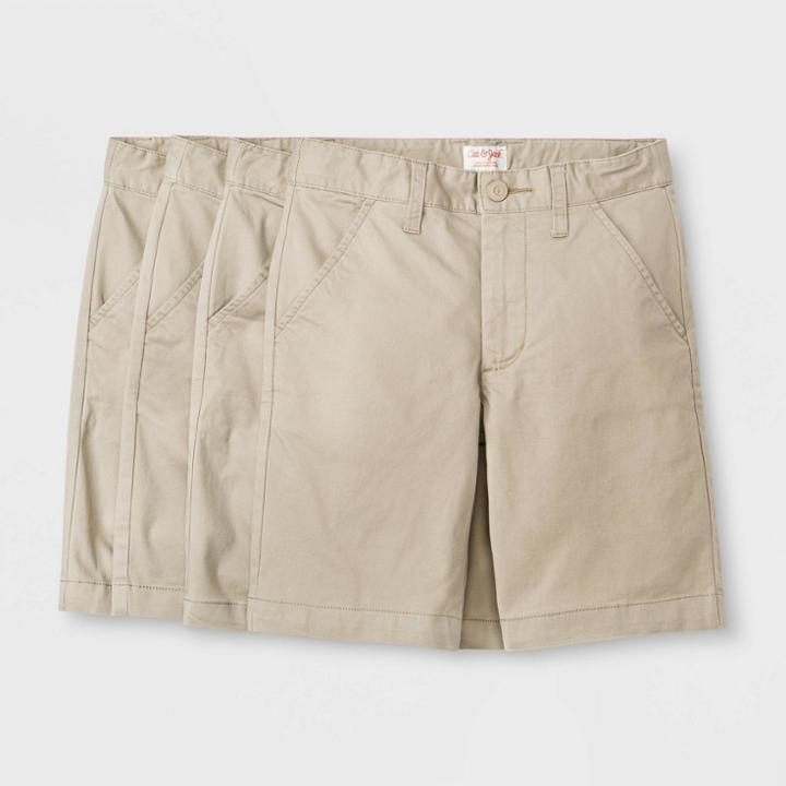 Boys' 4pk Flat Front Stretch Uniform Shorts - Cat & Jack Khaki