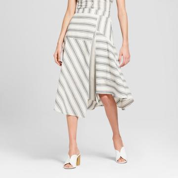 Women's Striped Flowy Asymmetric Midi Skirt - Who What Wear Blue/white