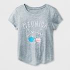 Grayson Social Girls' 'meowica' Short Sleeve T-shirt - Heather Gray