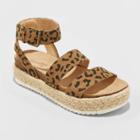 Women's Agnes Microsuede Leopard Print Platform Espadrille Pumps - Universal Thread Brown