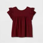 Toddler Girls' Eyelet Short Sleeve Blouse - Cat & Jack Burgundy