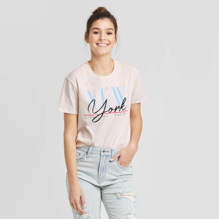 Women's New York Short Sleeve T-shirt - Fifth Sun (juniors') - Pink