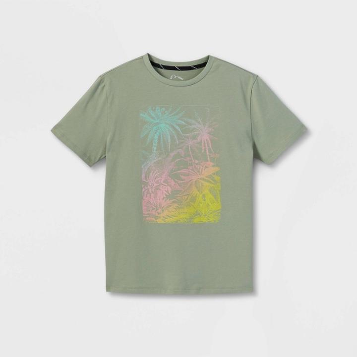 Boys' Rainbow Palm Ombre Graphic Short Sleeve - Art Class Green
