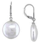 Distributed By Target 15-16 Mm Cultured Freshwater Coin Pearl Leverback Earrings In Sterling