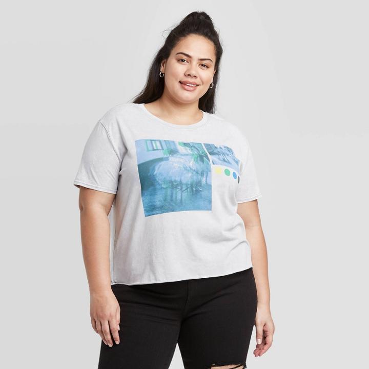 Women's Plus Size Ballet Short Sleeve T-shirt - Mighty Fine (juniors') - Gray 1x, Women's,