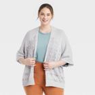 Women's Plus Size Cardigan - Knox Rose Light Gray Damask