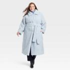Women's Plus Size Faux Fur Jacket - A New Day Blue